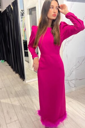 feathered hani shaping fabric dress