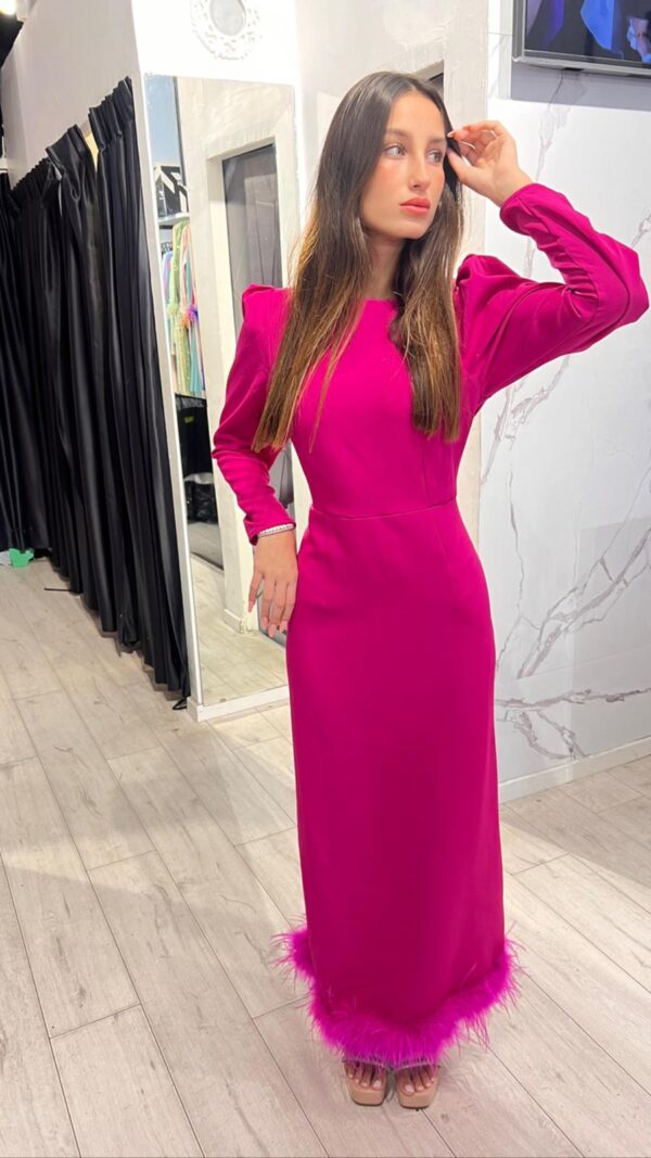 feathered hani shaping fabric dress